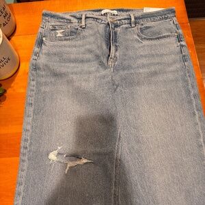 LOFT Wide Leg Distressed Jeans Size 32 Petite Raw Hem